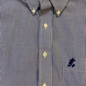 Vtg Walt Disney World Blue Gingham Button Down Shirt Men’s LMickey Embroidered